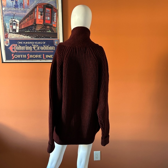 PETER CHRISTIAN burgundy 100% British wool men’s cardigan sweater - Picture 6 of 10